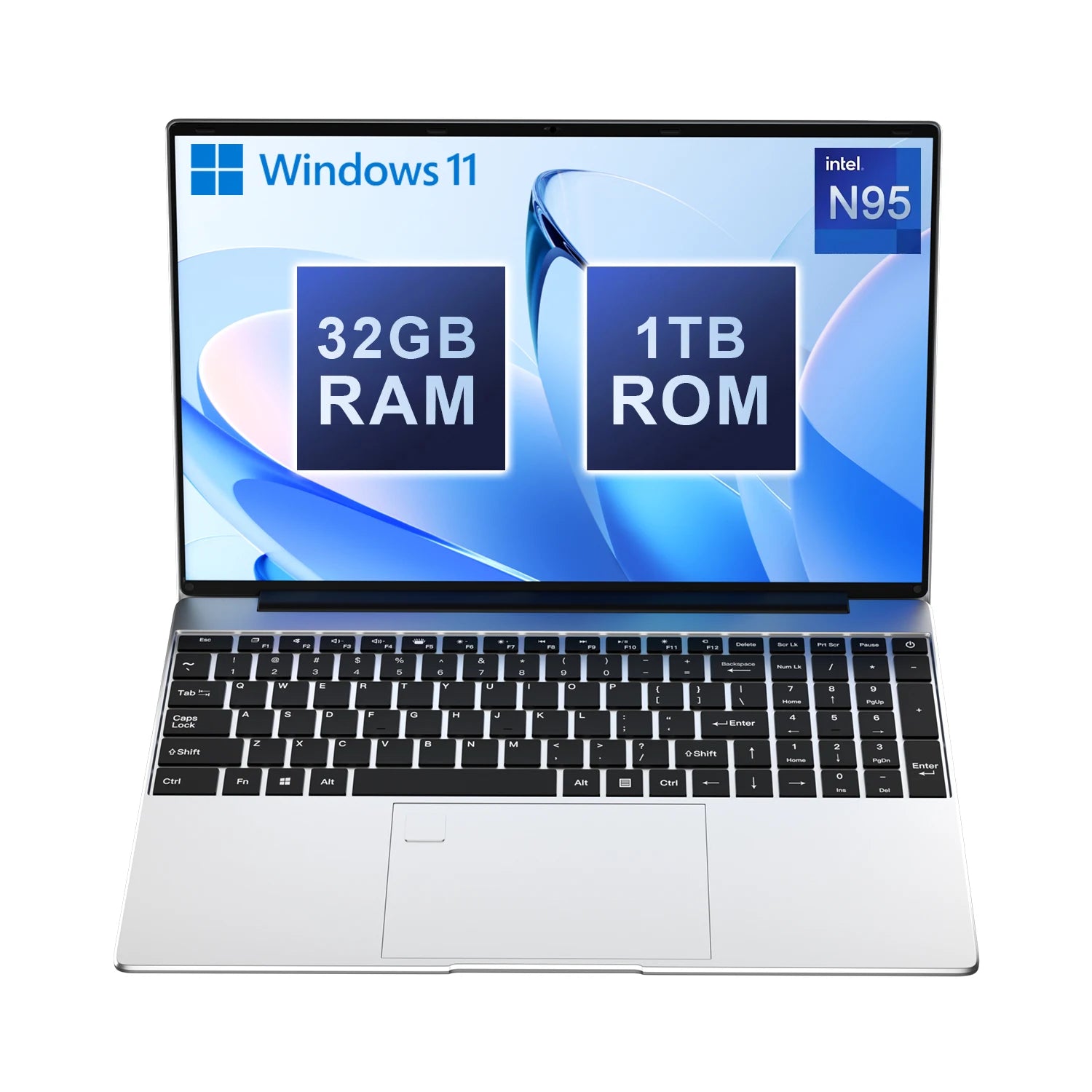 Notebook Ultra Slim Laptop 15.6" N95 32GB 2048GB Silvery 16GB 1024GB