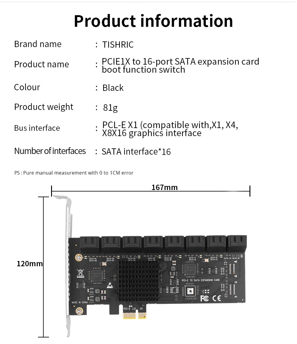 TISHRIC PCI-E 1x 4x 16x To PCIE 1X to 10 Sata PCIE 1X to 6 Sata PCIE