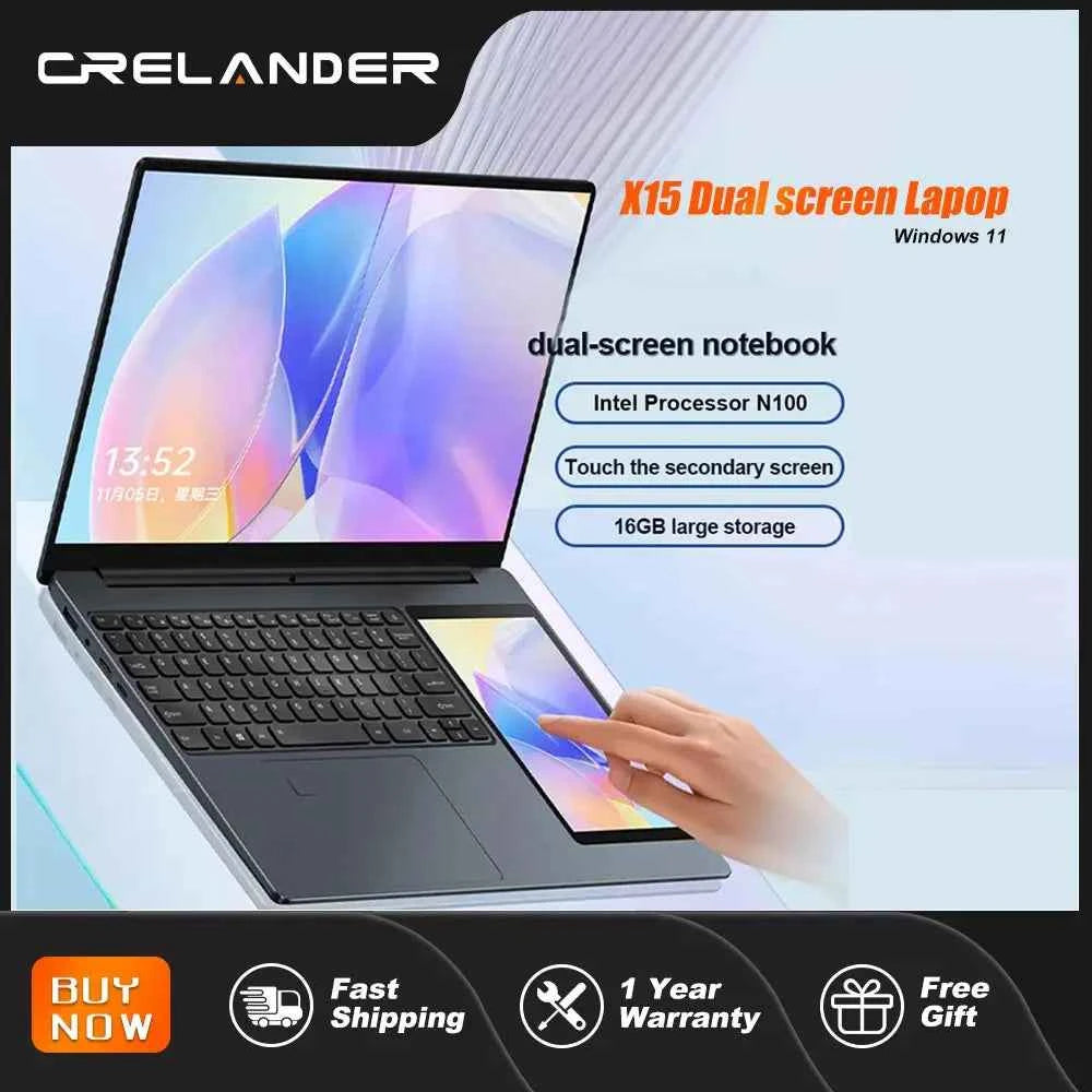 Notebook Intel CRELANDER laptop 15.6" +7" Touch Screen 32GB 1TB 16GB