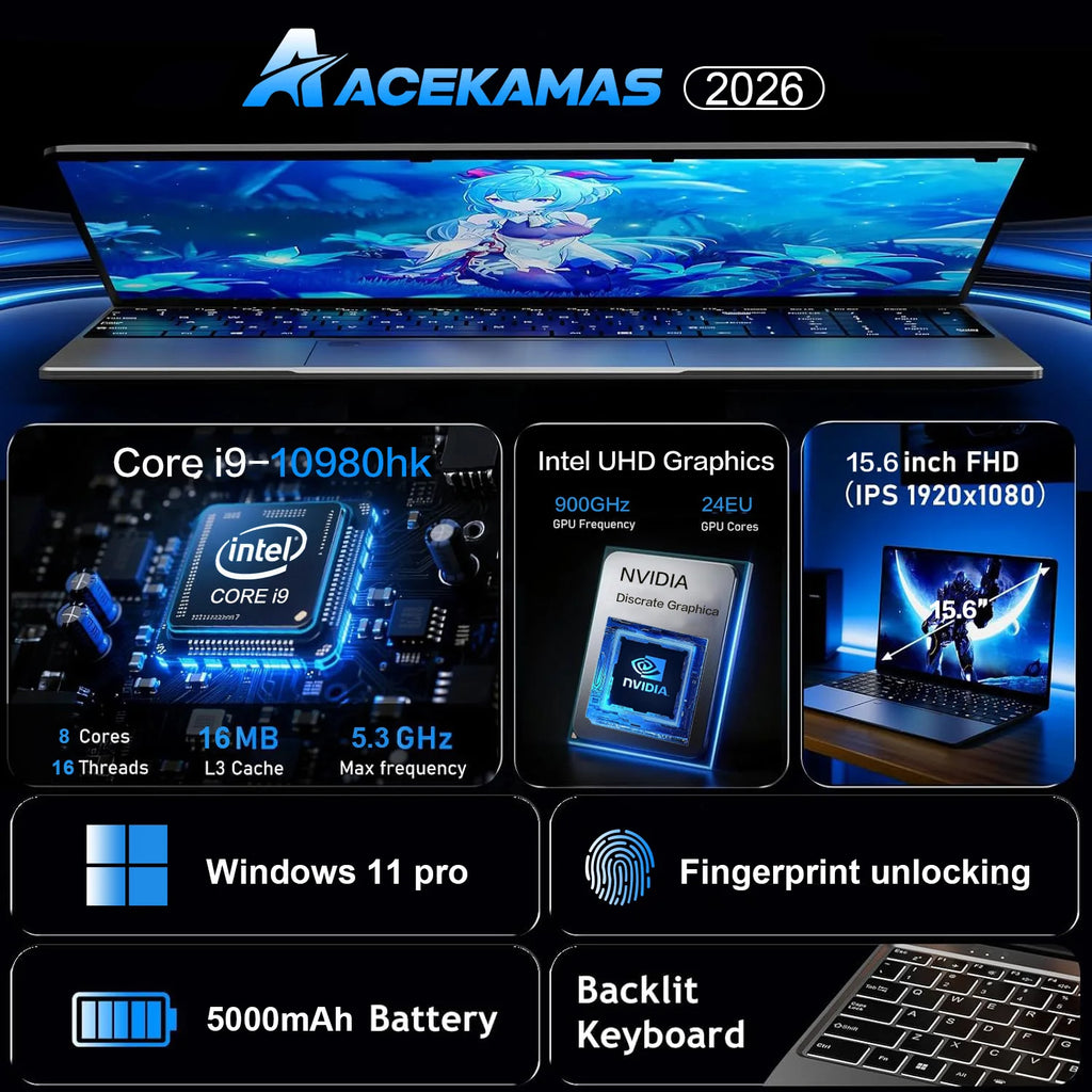 Notebook Intel ACEKAMAS 15.6" Gaming Laptop Core i9 16GB 1TB Intel