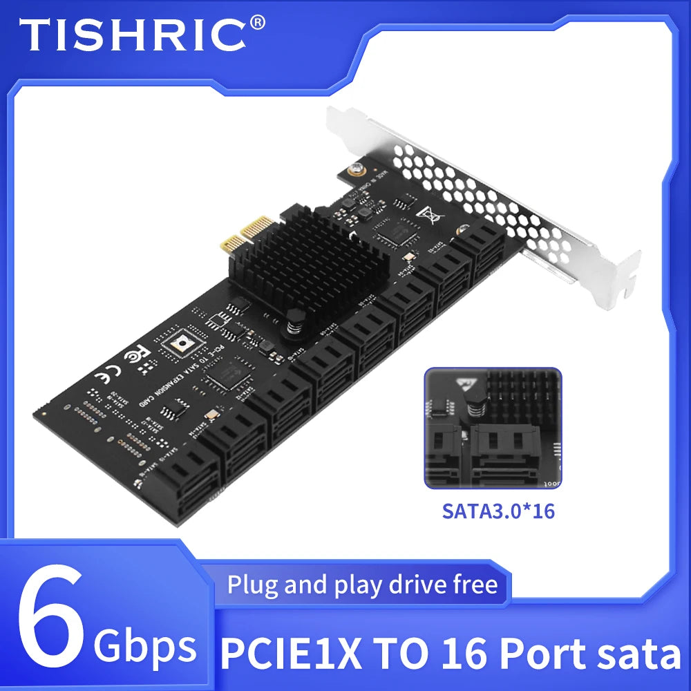 TISHRIC PCI-E 1x 4x 16x To PCIE 1X to 10 Sata PCIE 1X to 6 Sata PCIE