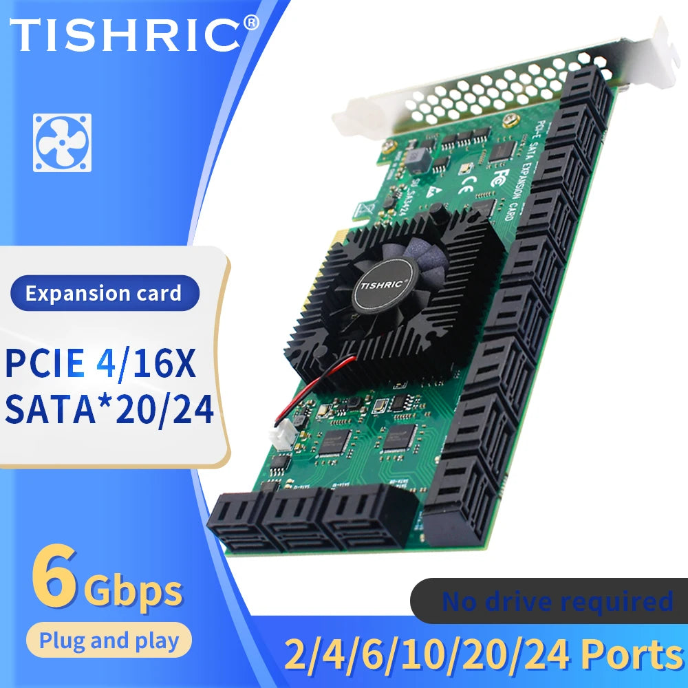 TISHRIC PCI-E 1x 4x 16x To PCIE 1X to 10 Sata PCIE 1X to 6 Sata PCIE