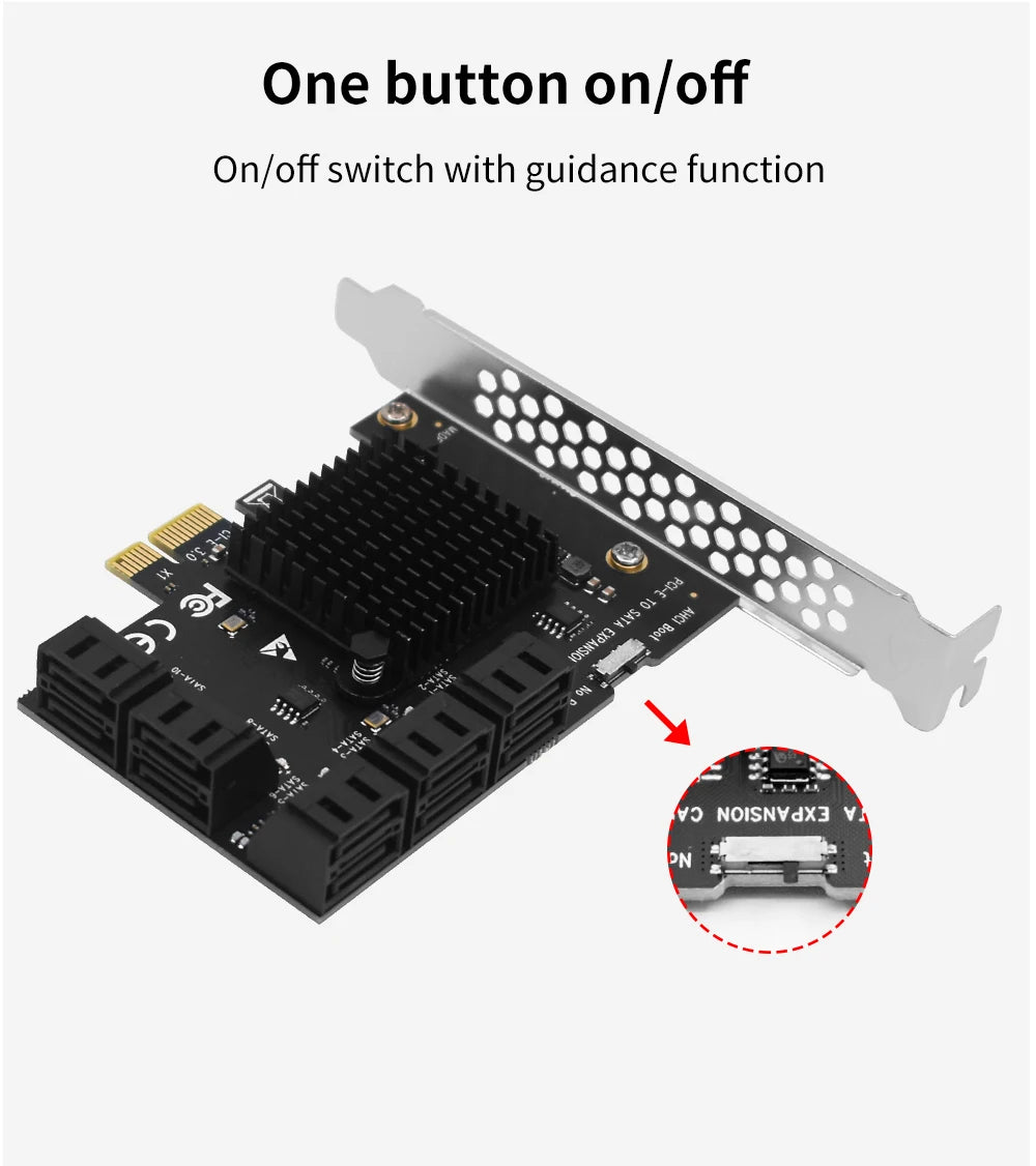 TISHRIC PCI-E 1x 4x 16x To PCIE 1X to 10 Sata PCIE 1X to 6 Sata PCIE
