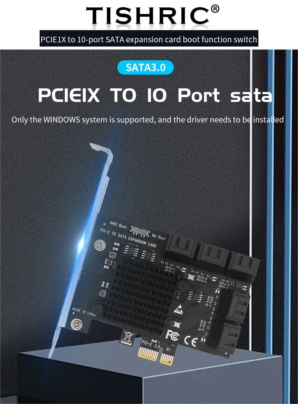 TISHRIC PCI-E 1x 4x 16x To PCIE 1X to 10 Sata PCIE 1X to 6 Sata PCIE