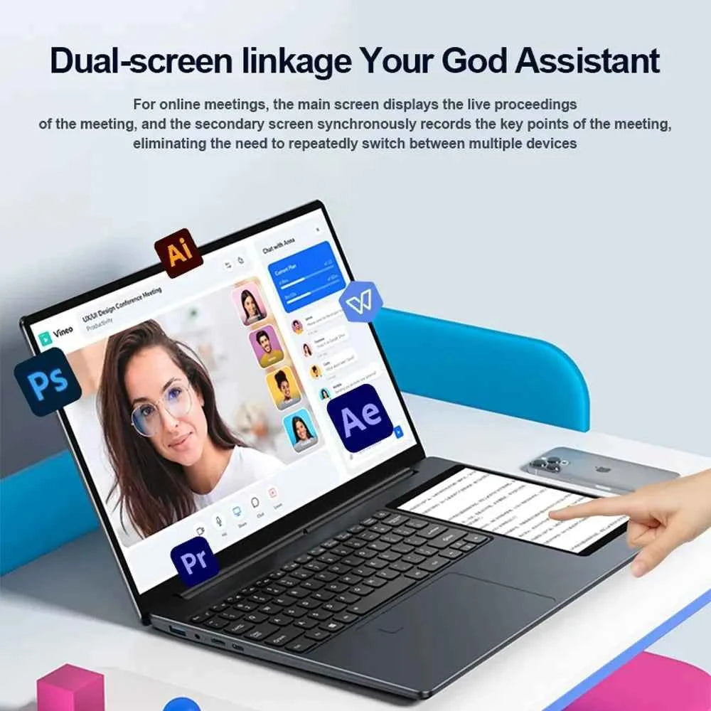 Notebook Intel CRELANDER laptop 15.6" +7" Touch Screen 32GB 1TB 16GB