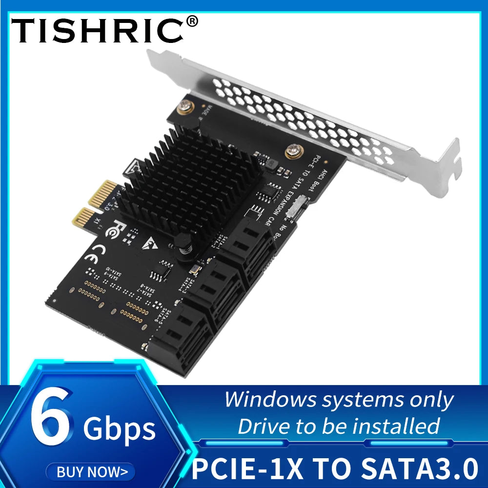 TISHRIC PCI-E 1x 4x 16x To PCIE 1X to 10 Sata PCIE 1X to 6 Sata PCIE