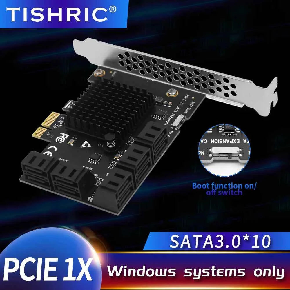 TISHRIC PCI-E 1x 4x 16x To PCIE 1X to 10 Sata PCIE 1X to 6 Sata PCIE