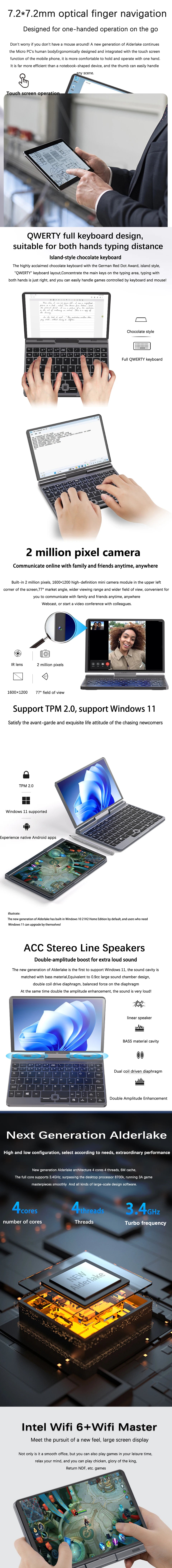 Notebook Intel YSJMNPC 12th Gen Mini Laptop N95 12GB 1TB 4800MHz 8