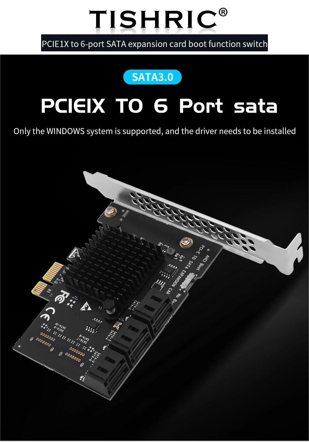 TISHRIC PCI-E 1x 4x 16x To PCIE 1X to 10 Sata PCIE 1X to 6 Sata PCIE