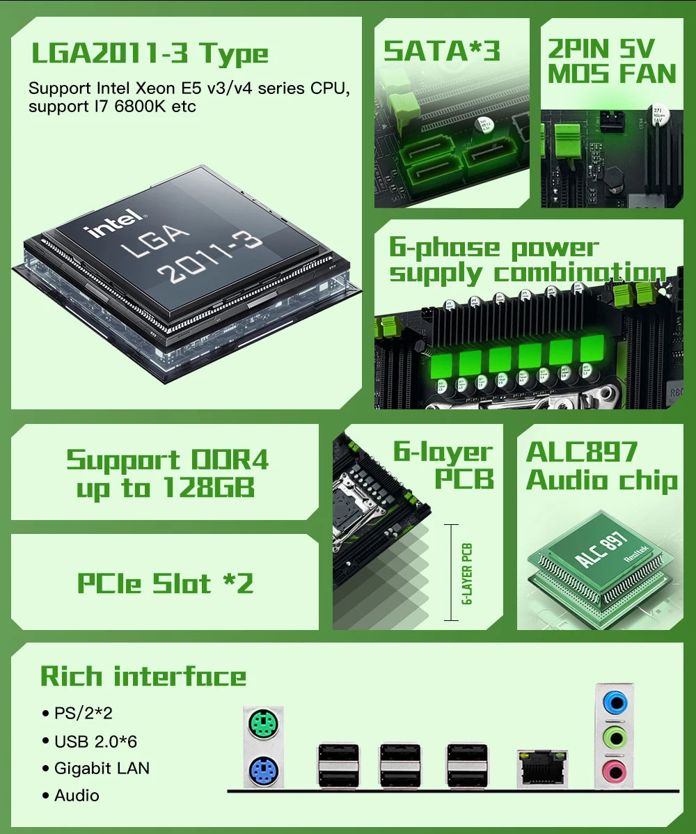 Placa-Mãe Intel MACHINIST X99 PR9-H Gaming Motherboard optional 32GB