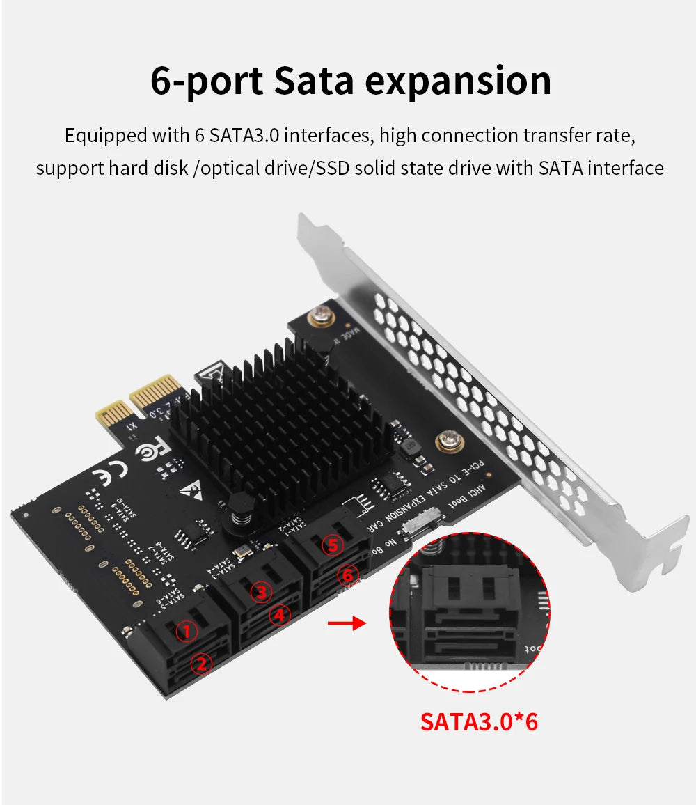 TISHRIC PCI-E 1x 4x 16x To PCIE 1X to 10 Sata PCIE 1X to 6 Sata PCIE