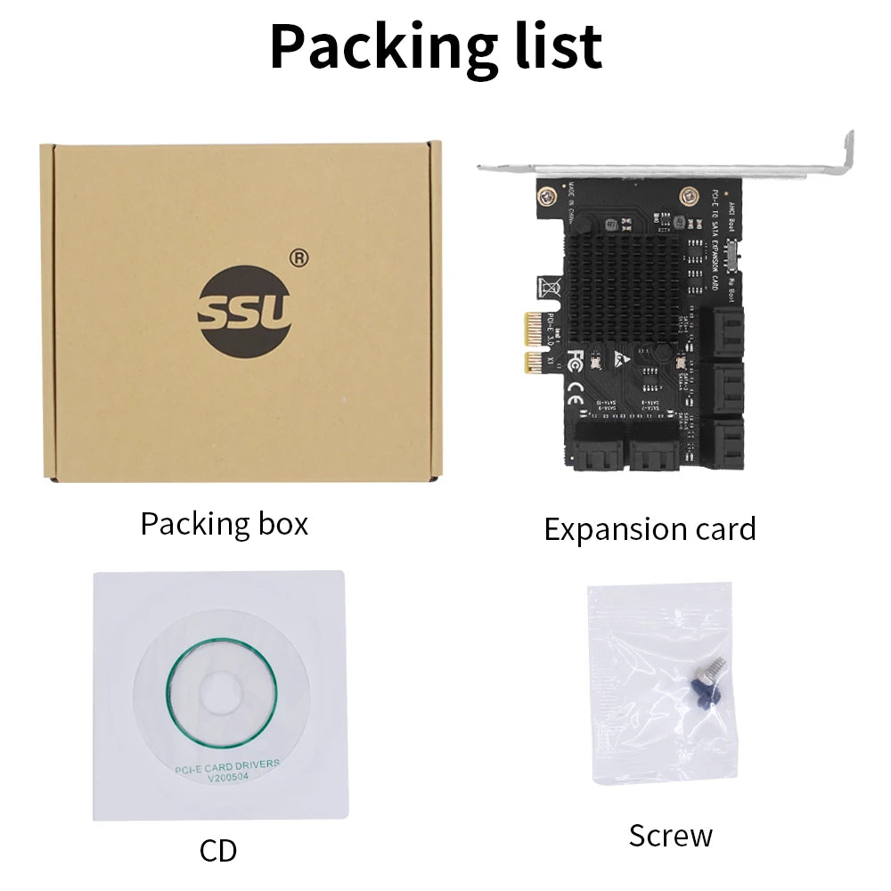 TISHRIC PCI-E 1x 4x 16x To PCIE 1X to 10 Sata PCIE 1X to 6 Sata PCIE