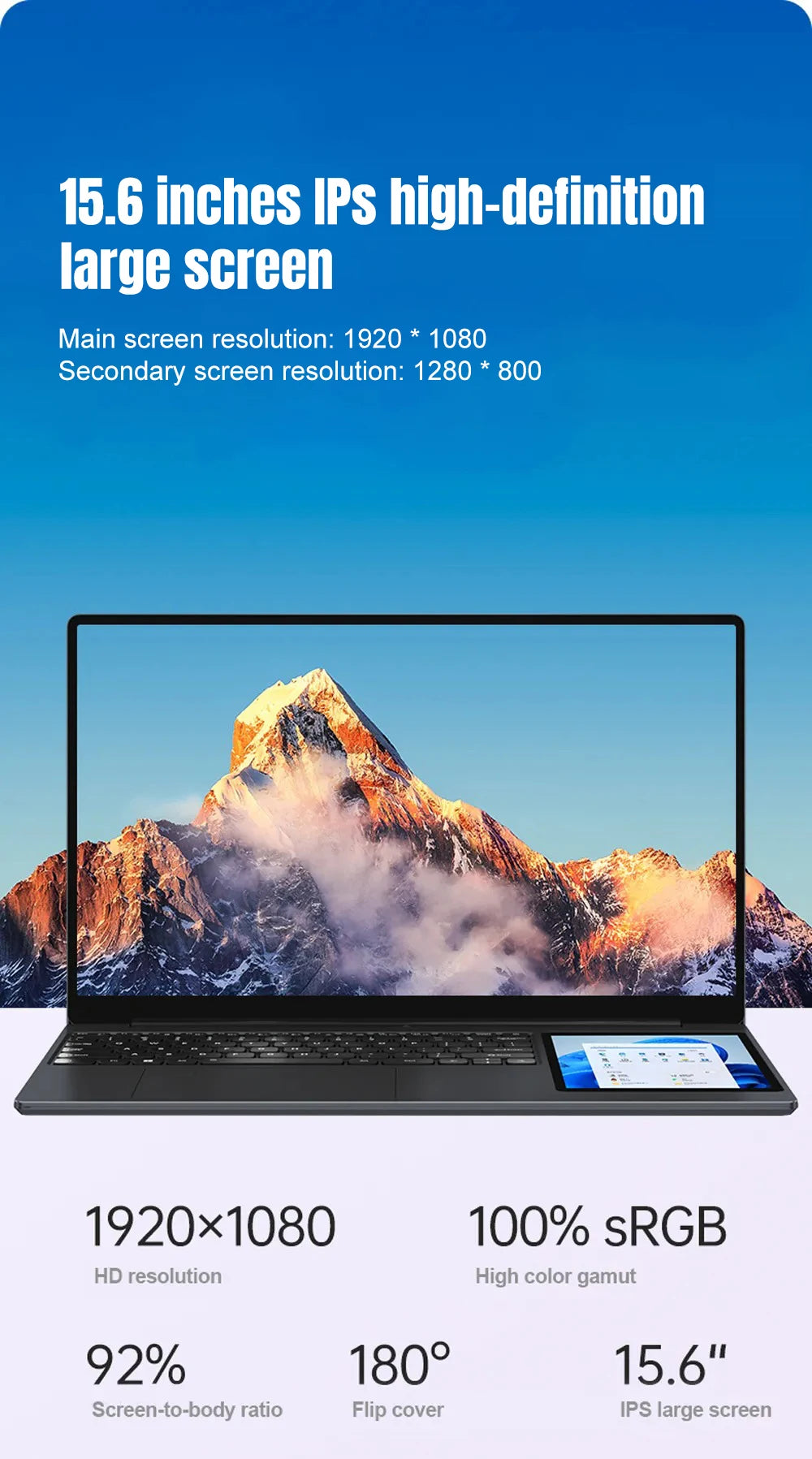 Notebook Intel CRELANDER laptop 15.6" +7" Touch Screen 32GB 1TB 16GB
