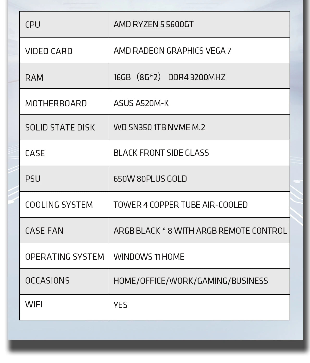 SSD AMD YEAH MAGIC Gaming Desktop Ryzen 5 16GB 3.9GHz Ryzen 5 5600GT